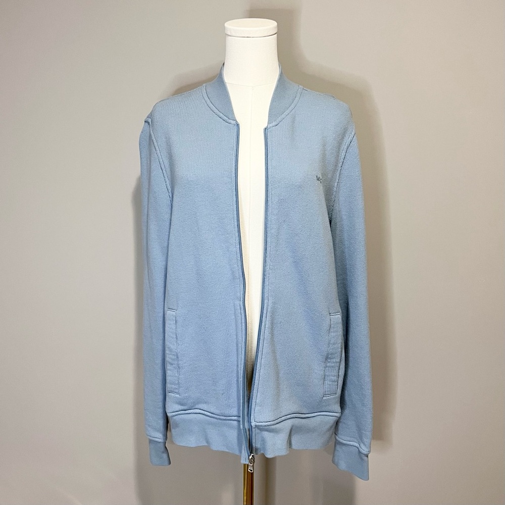 Michael Kors Full Zip Sweater Chambray Size M